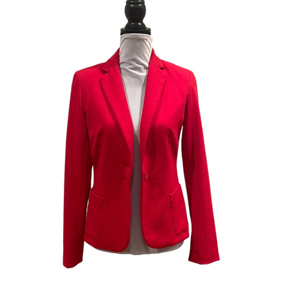 Dalia bright red long sleeve office attire business suit jacket blazer sz small